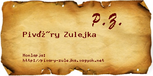 Piváry Zulejka névjegykártya